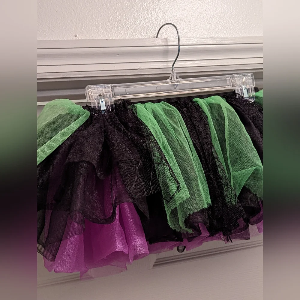 Tutu Short Skirt black green & purple Halloween cosplay race costume